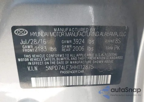 2017 Hyundai Elantra Se из США, поврежденный, VIN 5NPD74LF3HH112875